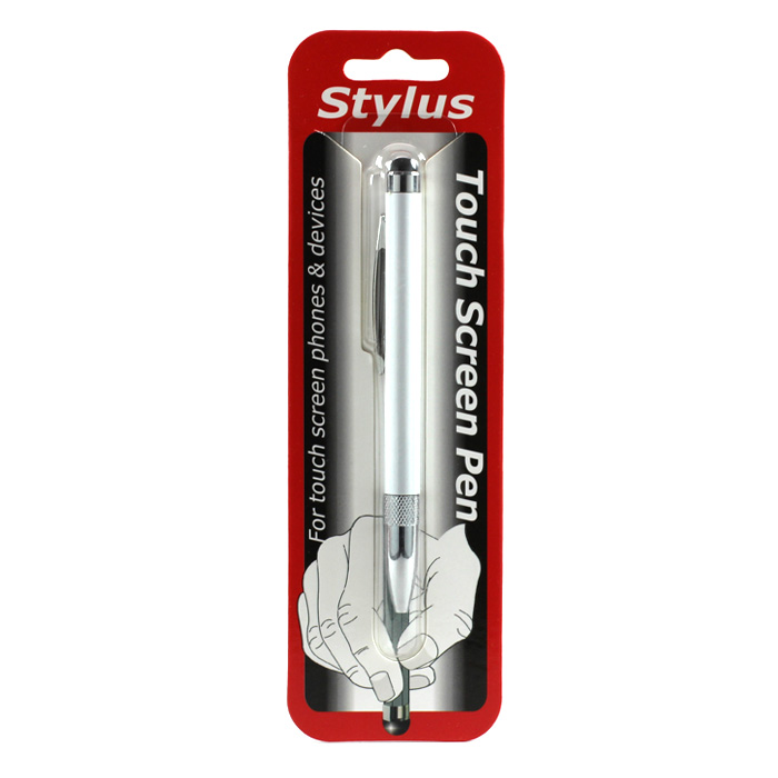 2 in 1 Stylus Touch PEN with Writing PEN (White)